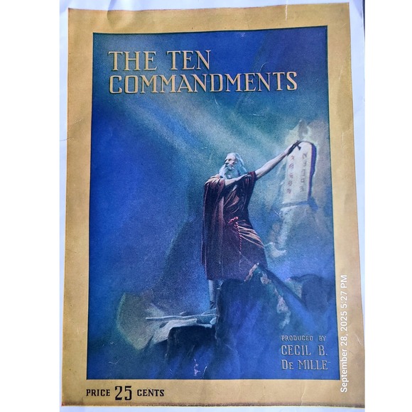 Paramount Pictures Other - Vintage 1923 The Ten Commandments Cecil‎ B DeMille Silent Film Souvenir Program